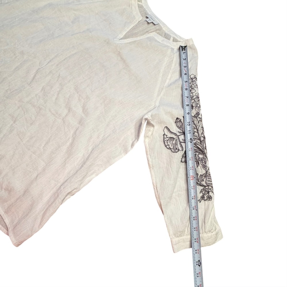 Pure Jill Lightweight Cotton Embroidered V-Neck Tunic Top Size Large Tall Boho - Picture 4 of 10